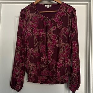 Nine Britton Burgundy Floral Blouse